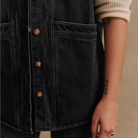 Sezane Will Jacket Washed Black Size Medium NWT - Picture 2 of 8